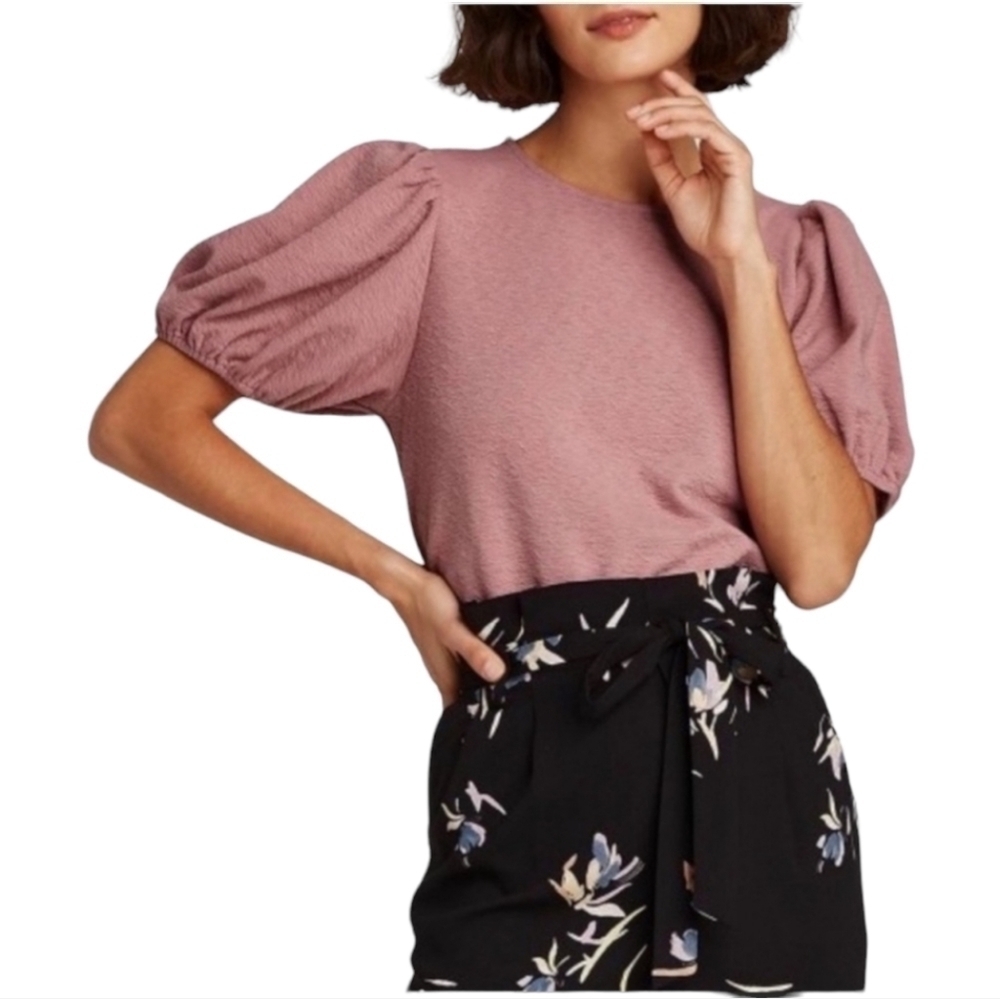 A New Day Puff Sleeve Woman’s Top Rose Pink Flattering Blouse Size XXL